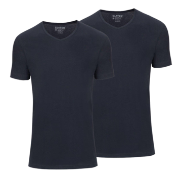 Slater Basic Fit 2Pack T-shirt V-hals Navy (7610)