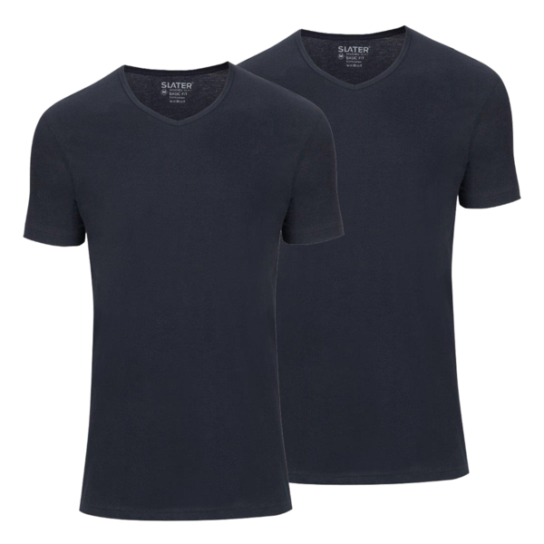 Slater Basic Fit 2Pack T-shirt V-hals Navy   2XL