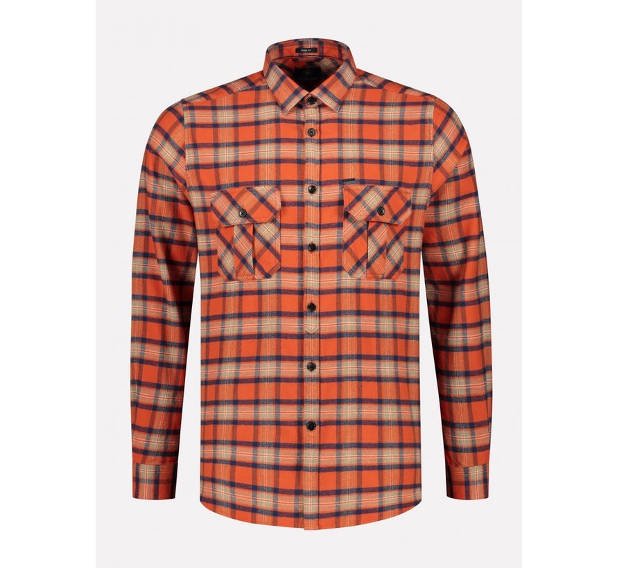 Overhemd Washed Check Flannel Oranje (303374 - 439)