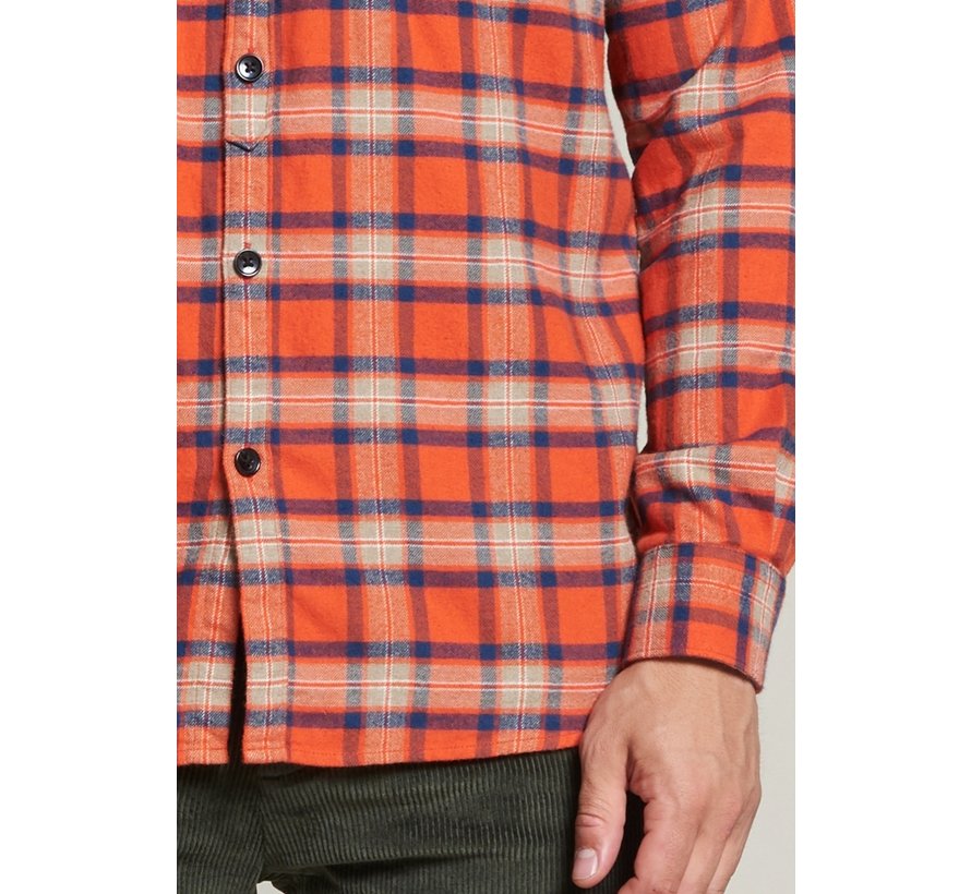 Overhemd Washed Check Flannel Oranje (303374 - 439)