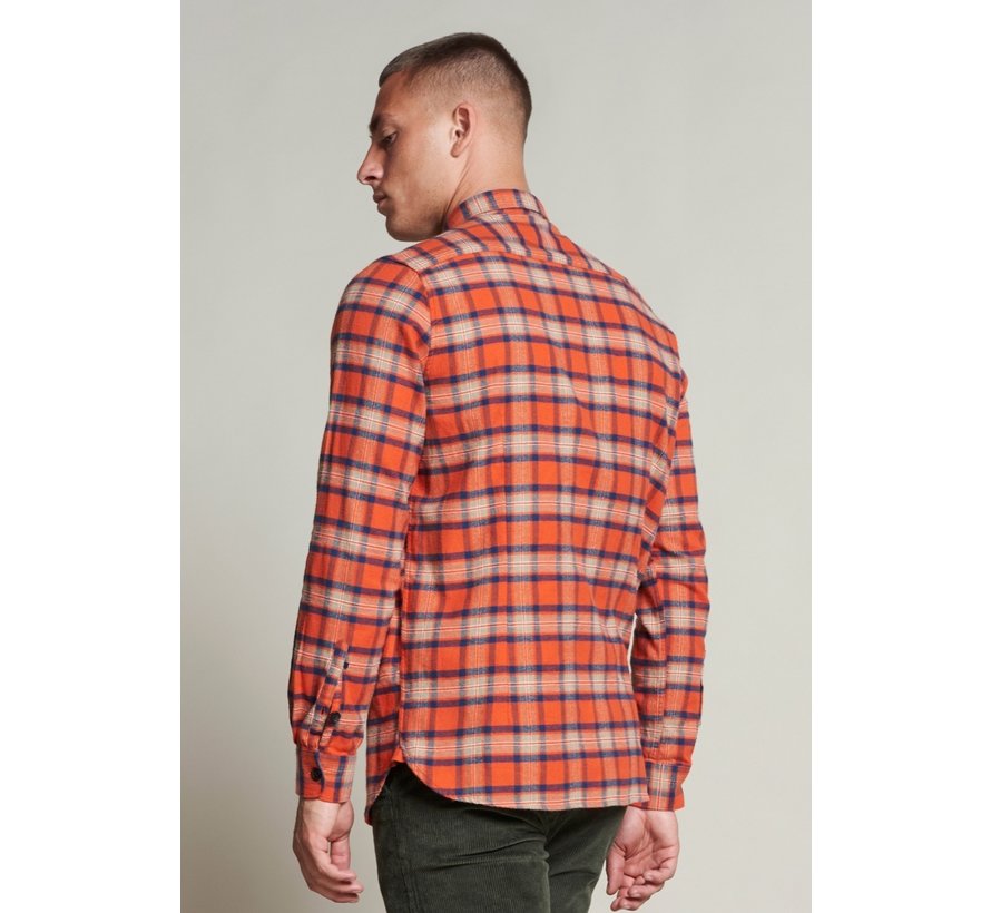 Overhemd Washed Check Flannel Oranje (303374 - 439)
