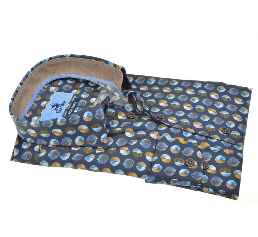 Overhemd Modern Fit Print Navy (514082 - 39)