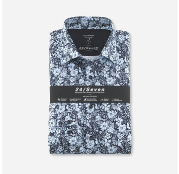 Olymp Overhemd Level Five Body Fit Print Blauw (2032 74 11)