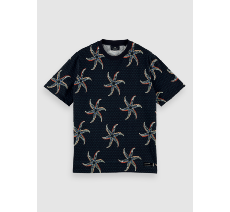 T-shirt Ronde Hals Print Navy Blauw (160850 - 0221)