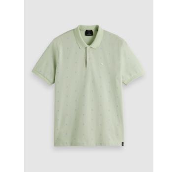 Scotch & Soda Polo Classic Pique Print Licht groen (160876 - 0222)