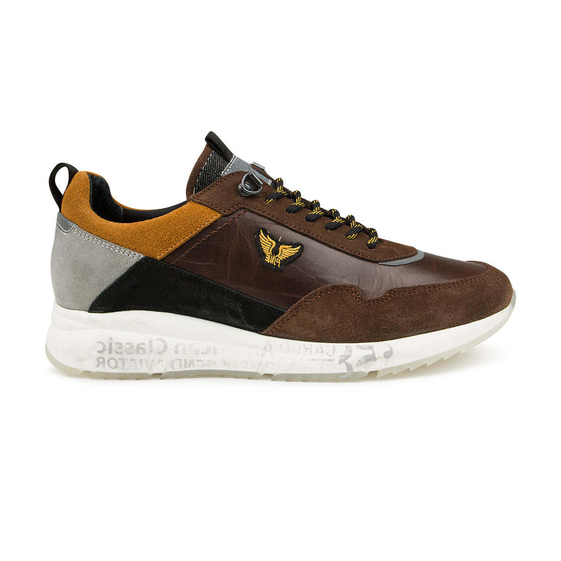 PME Sneakers Notcher Leather Dark Brown (PBO216014 - 771) - Nieuwnieuw.com Herenmode