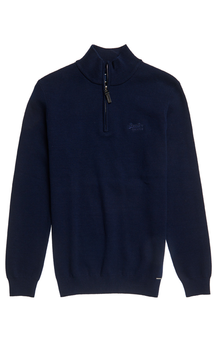 Superdry Half-Zip Trui Orange Label Henley Navy (M6110078A 24S