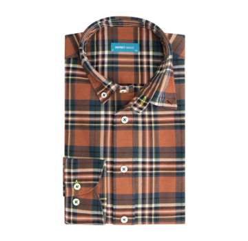 District Indigo Overhemd Ruit Oranje Extra Longsleeve (7.12.026.741 - 985)