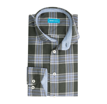 District Indigo Overhemd Ruit Groen Extra Longsleeve (7.12.056.736 - 971)