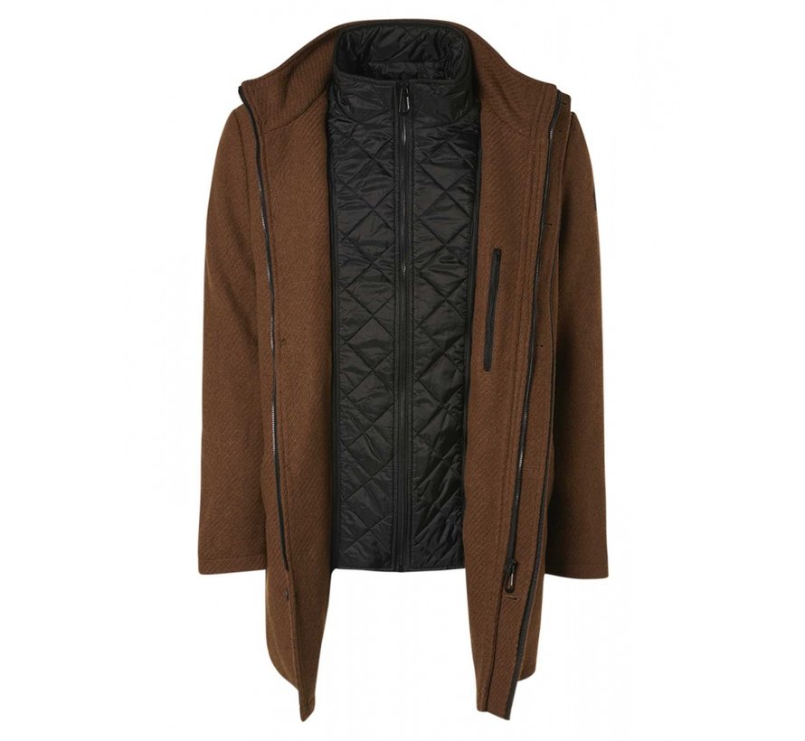 Winterjas Long Fit Double Front Closure Twill With Wool Camel (12630926 - 140)