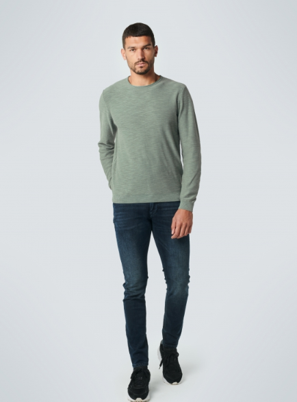 No Excess Pullover Crewneck Slub Garment Dyed + Stone Washed Smoke   XL No Excess