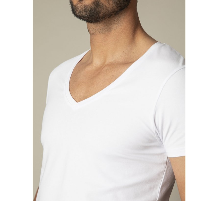 T-shirt V-Neck Low 2-Pack Wit (117999014 - 100000)