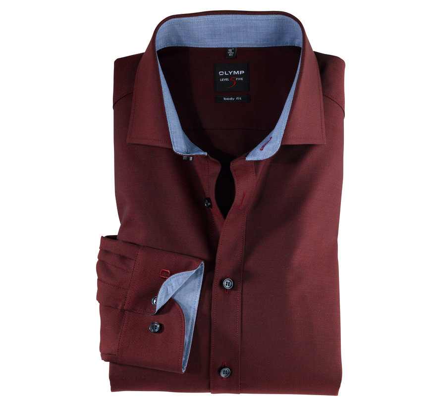 Overhemd Level 5 Body Fit Bordeaux Rood (0531 64 39N)