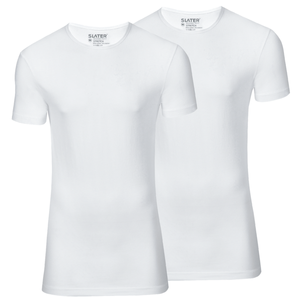 Slater T-shirts 2Pack Extra Long Fit Ronde Hals Wit   2XL