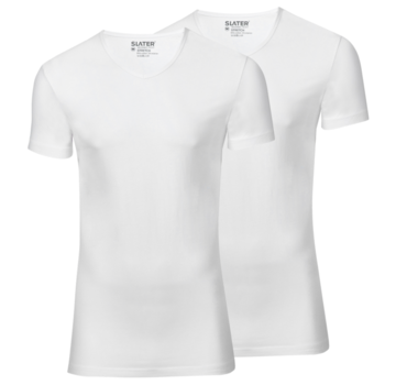 Slater T-shirts 2Pack Extra Long Fit V-Hals Wit (6900 - Wit)