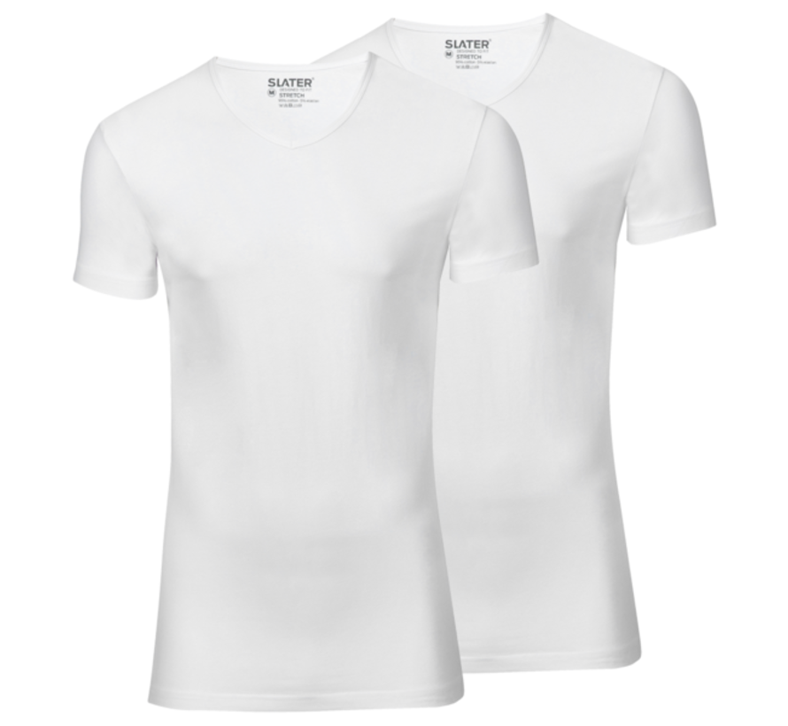 T-shirts 2Pack Extra Long Fit V-Hals Wit (6900 - Wit)