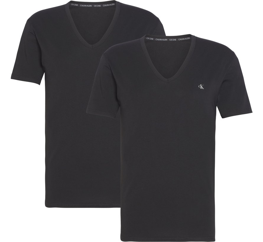 T-Shirts S/S V-Neck 2Pack Black (000NB2408A - 001)