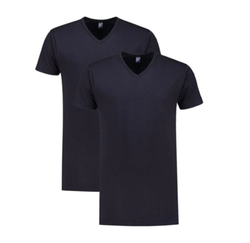 Alan Red T-shirt Vermont Navy 2Pack V-Hals Extra Lang + 5cm (5671)