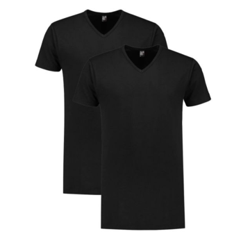 Alan Red T-shirt Vermont Black 2Pack V-Hals Extra Lang + 5cm (5671)