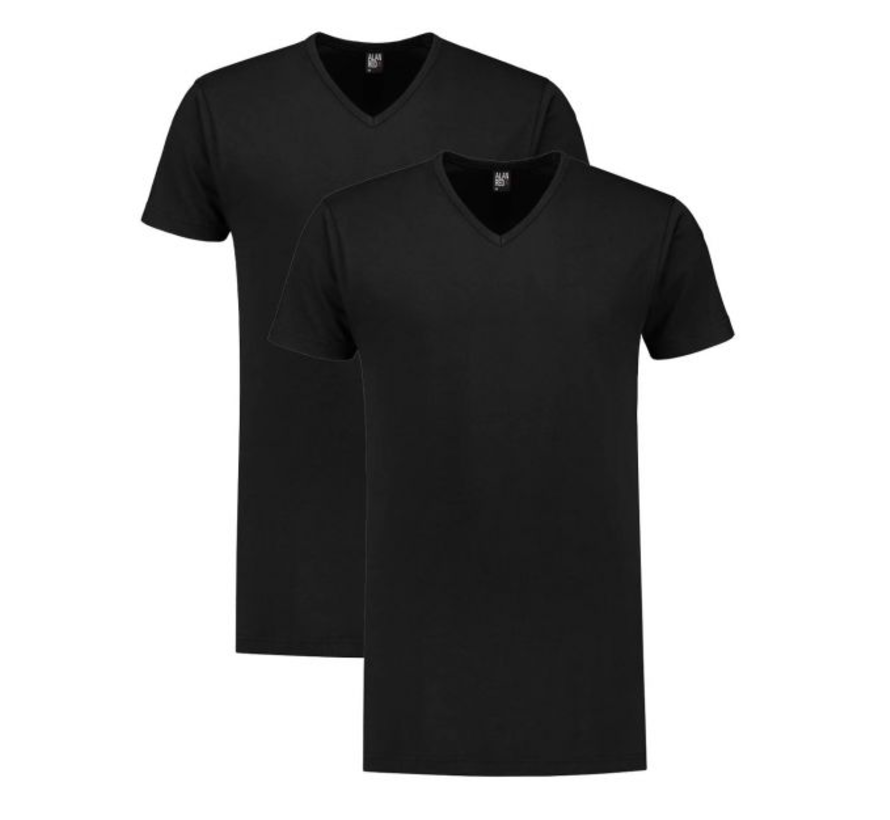 T-shirt Vermont Black 2Pack V-Hals Extra Lang + 5cm (5671)