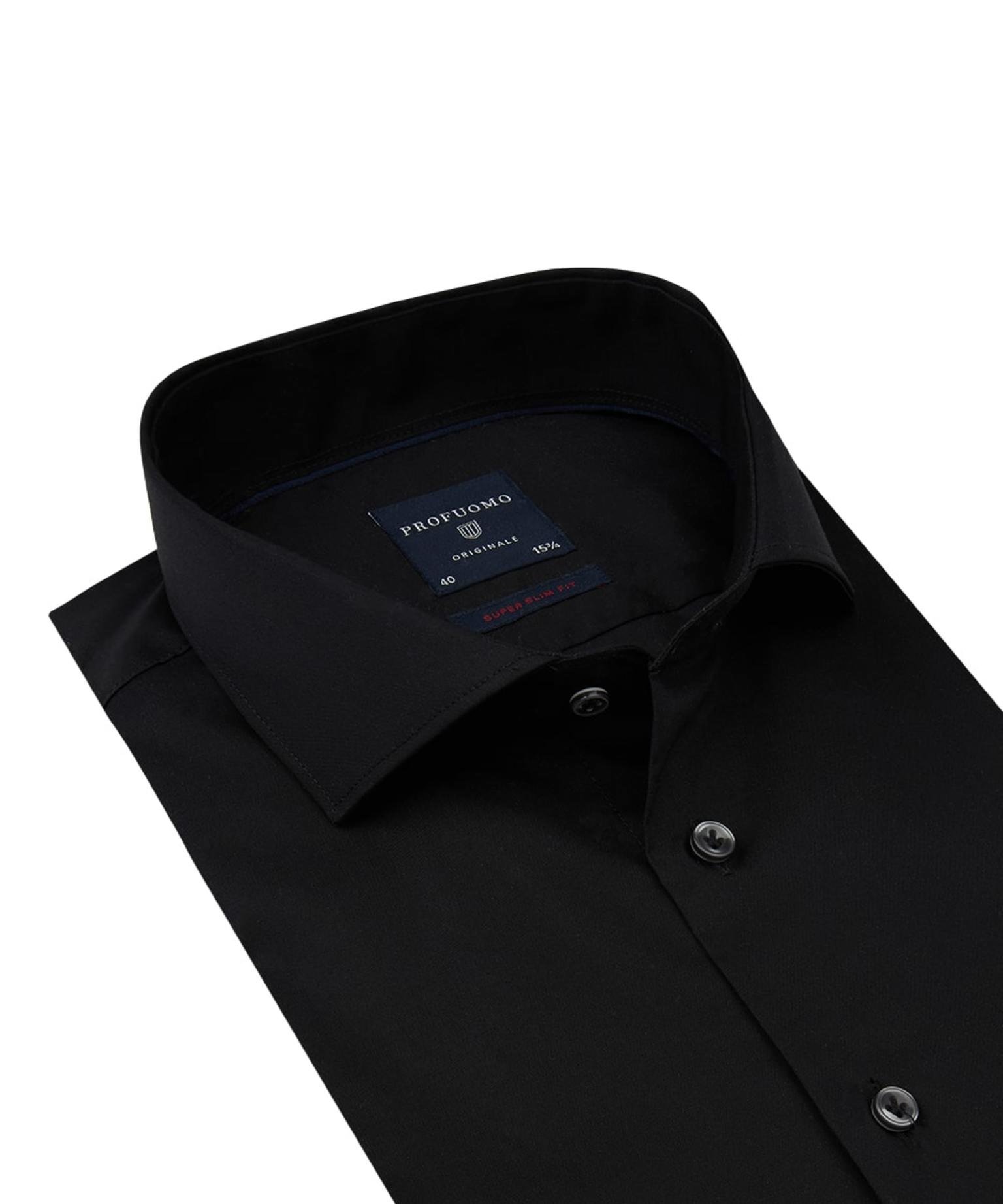 Profuomo Overhemd Super Slim Fit Stretch Black Profuomo
