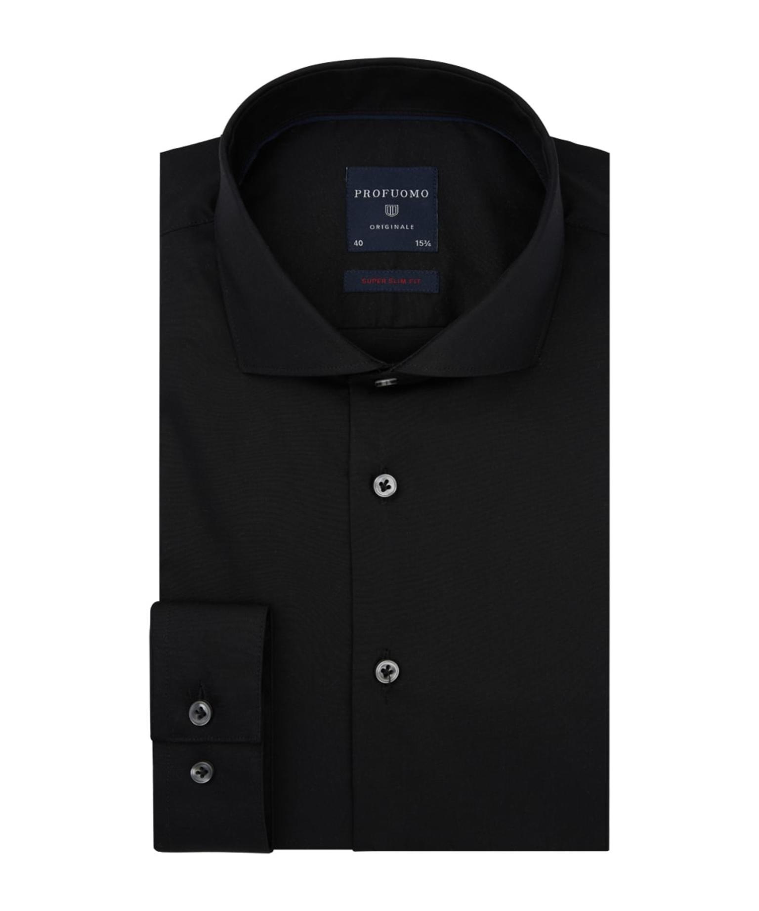 Profouomo Overhemd Super Slim Fit Stretch Black PP0H0A104 N Nieuwnieuw Herenmode