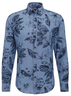 Fynch Hatton Overhemd Flower Print Blauw (1119 6150 - 6153)