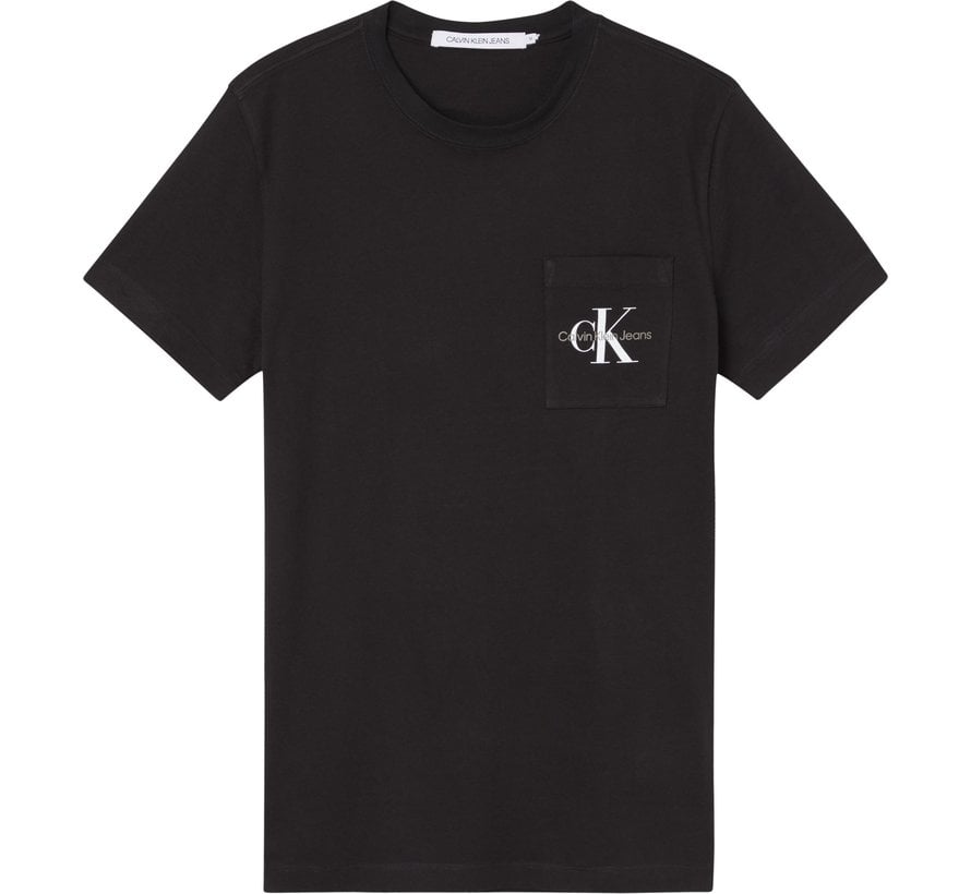 T-shirt Monogram Pocket Slim Fit Zwart (J30J320936 - BEH)