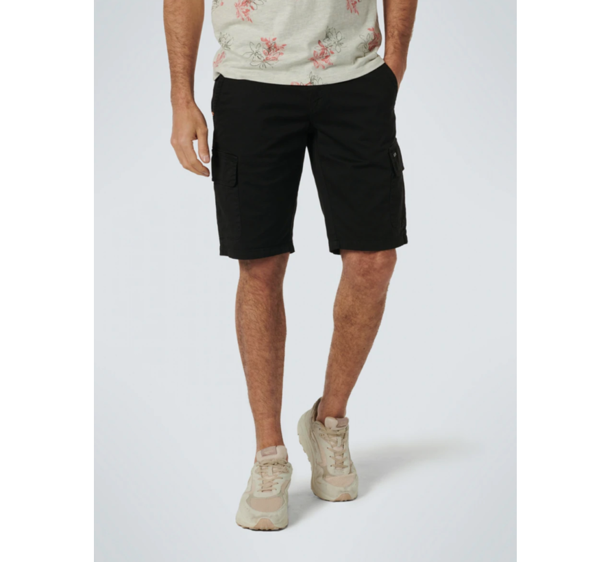 Short Cargo Garment Dyed + Stone Washed Stretch Black (158190308SN - 020)N