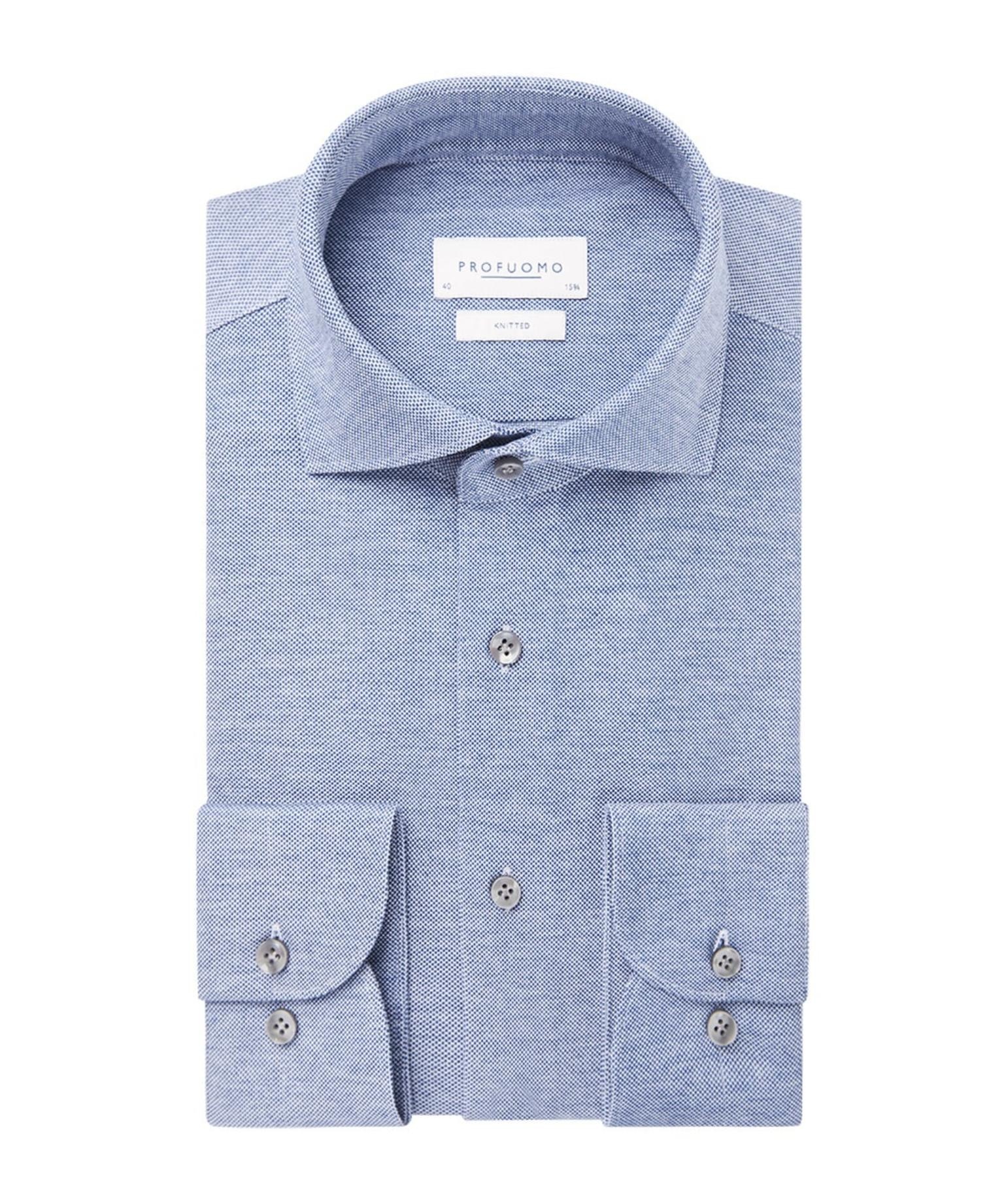 Profuomo Overhemd Knitted Shirt Blue    Profuomo