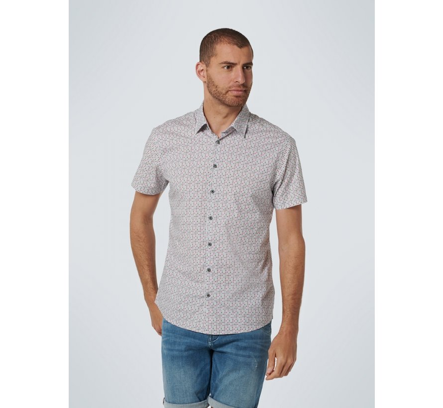 Korte Mouw Overhemd All Over Printed Stretch Cassis (16460418 - 088)