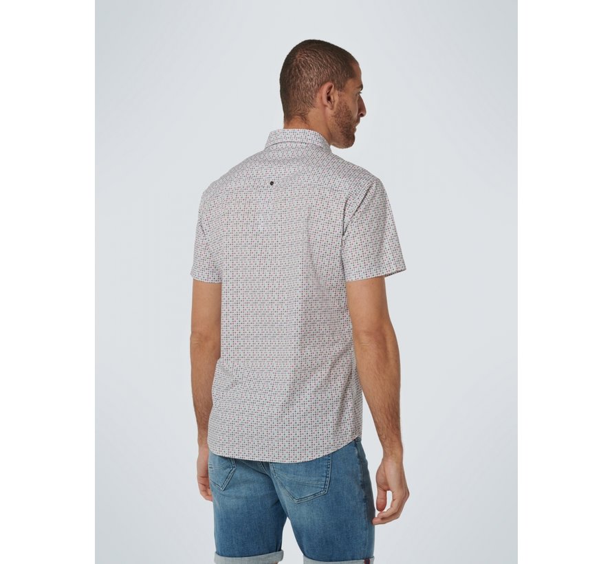 Korte Mouw Overhemd All Over Printed Stretch Cassis (16460418 - 088)
