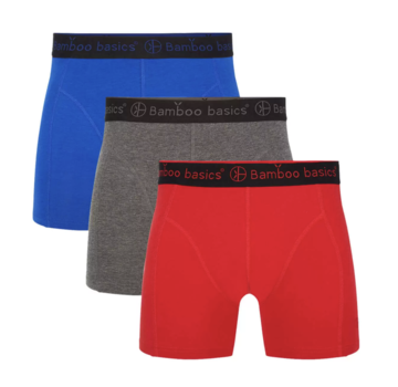 Bamboo Basics Boxershorts 3pack Bamboo Grey/Blue/Red (Rico_012)