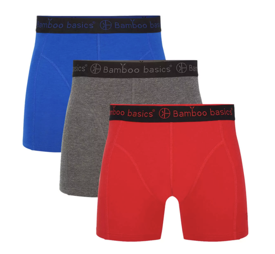 Boxershorts 3pack Bamboo Grey/Blue/Red (Rico_012)