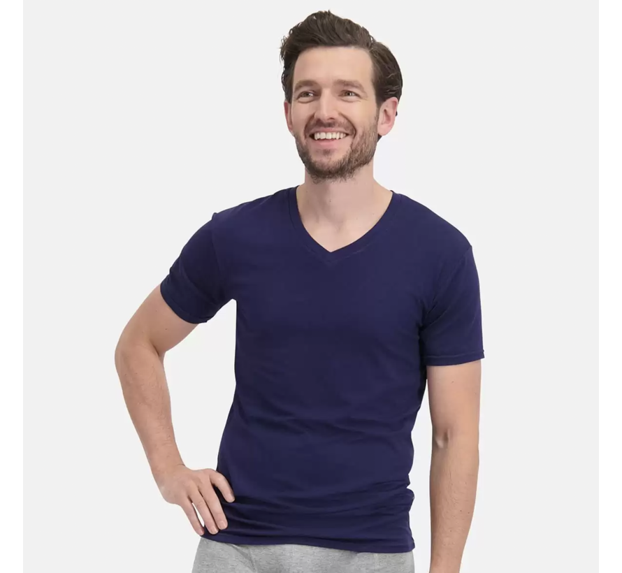 V-hals T-shirts 2pack Bamboo Navy (Velo_002)