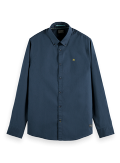 Scotch & Soda Overhemd Regular Fit Organic Cotton Poplin Steel (169046 - 0562)