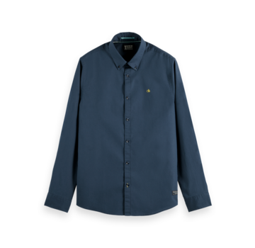 Scotch & Soda Overhemd Regular Fit Organic Cotton Poplin Steel (169046 - 0562)