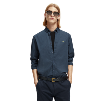 Scotch & Soda Overhemd Regular Fit Organic Cotton Poplin Steel (169046 - 0562)