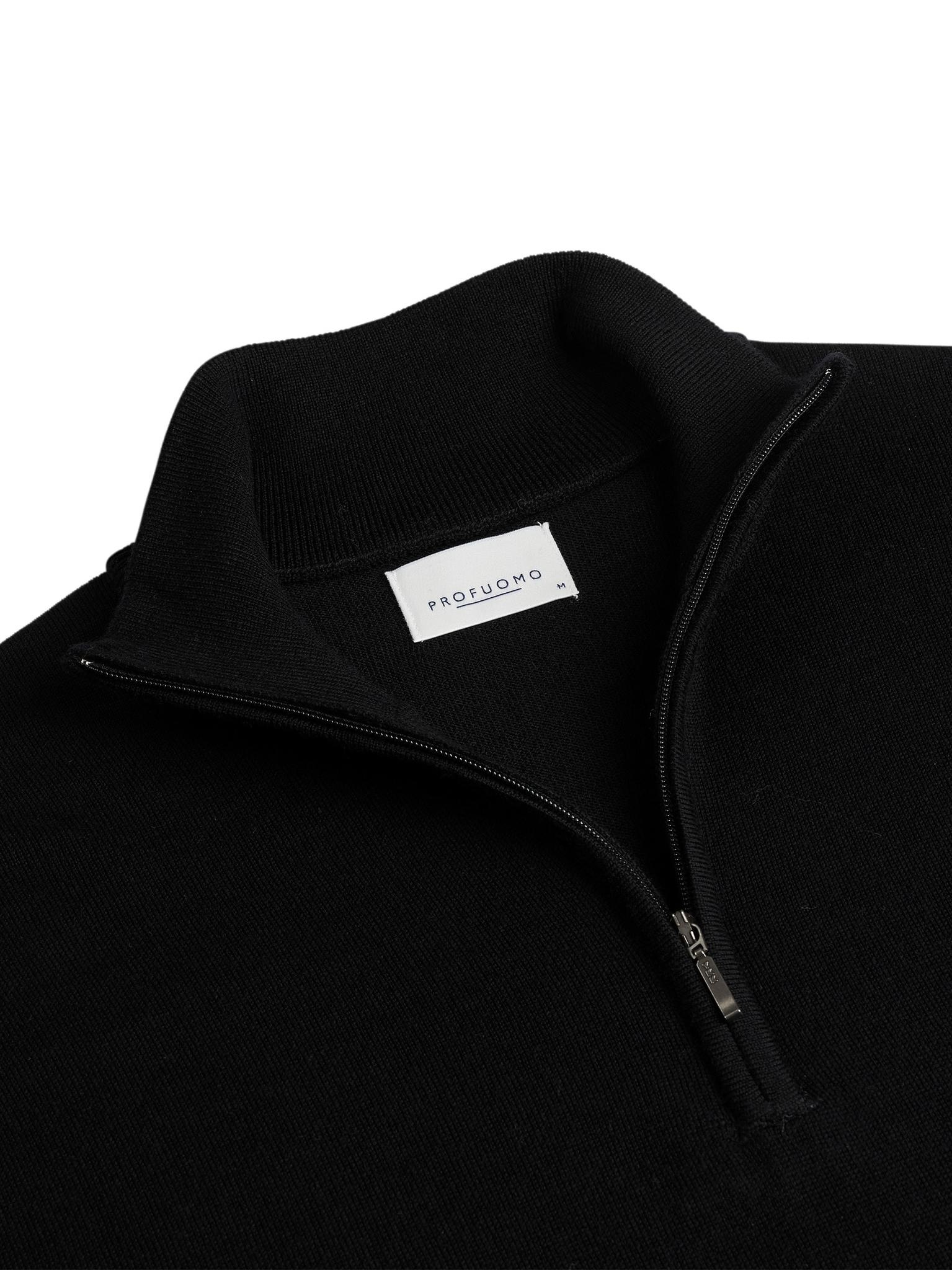 Profuomo Merino Half-Zip Pullover Black   XL Profuomo