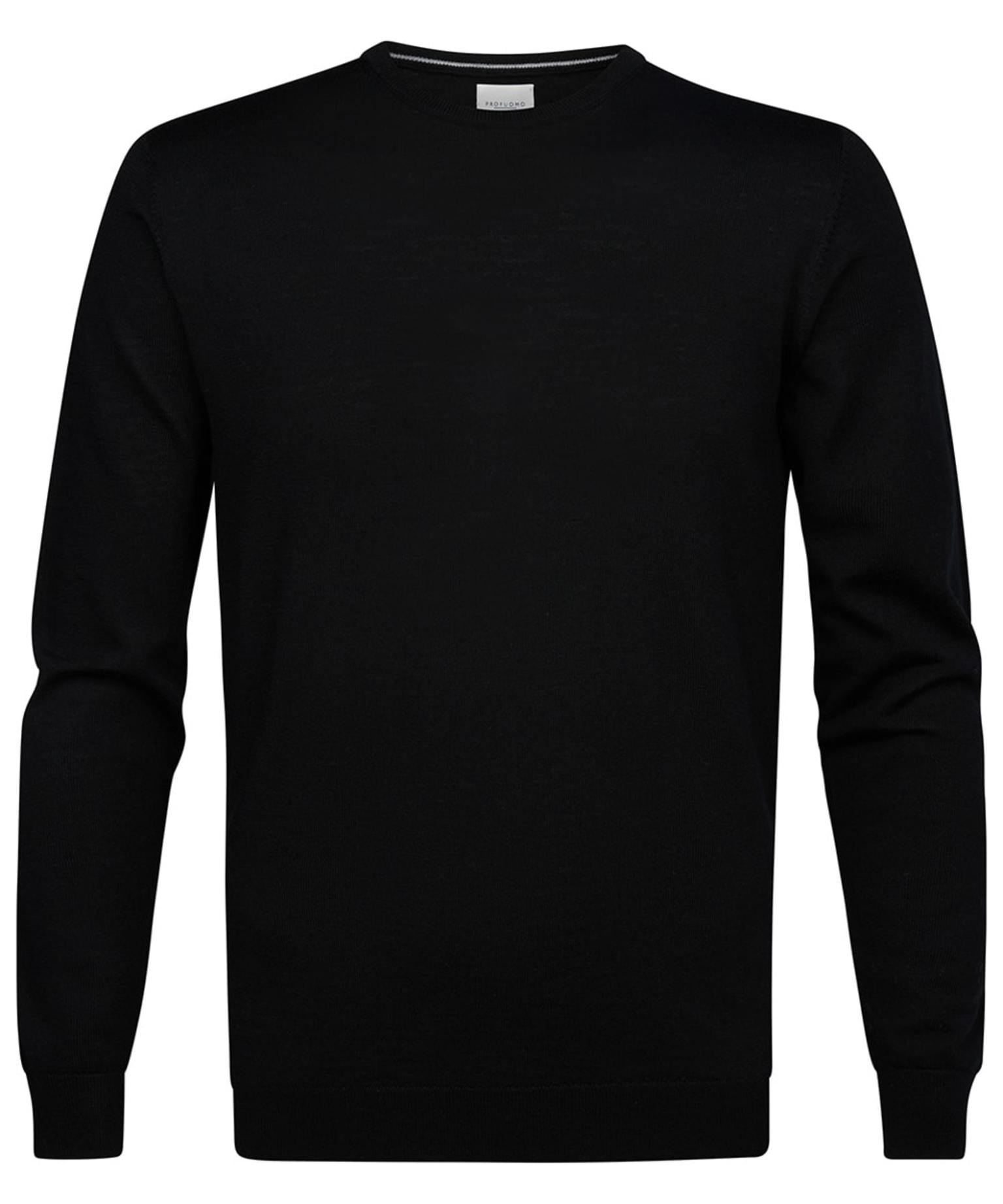 Profuomo Merino Ronde Hals Pullover Black   XL Profuomo