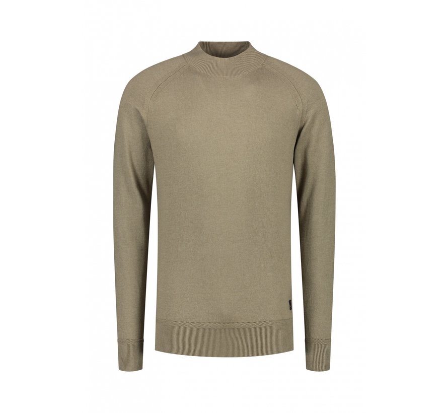Mock Neck Soft Cotton  Melange Silver Sand (405538 - 257)