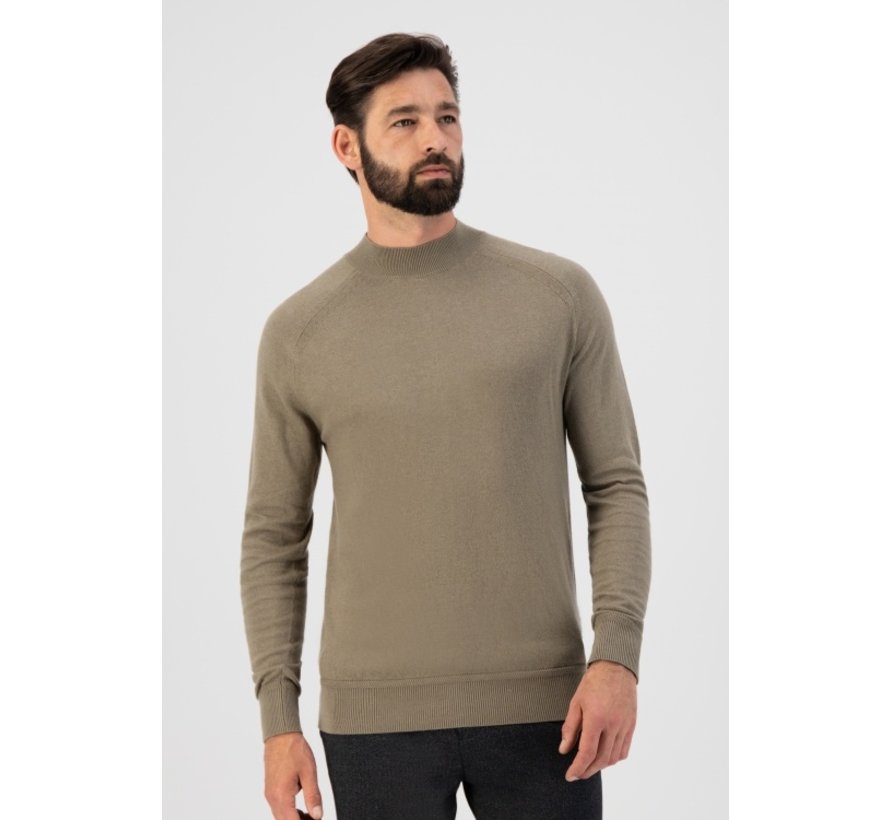 Mock Neck Soft Cotton  Melange Silver Sand (405538 - 257)