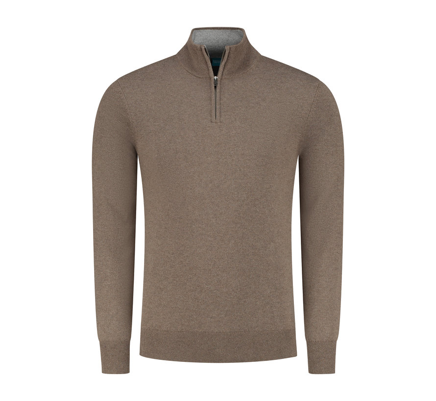 Trui Half Zip Cotton/Cashmere Taupe (7.21.500.501 - 044)