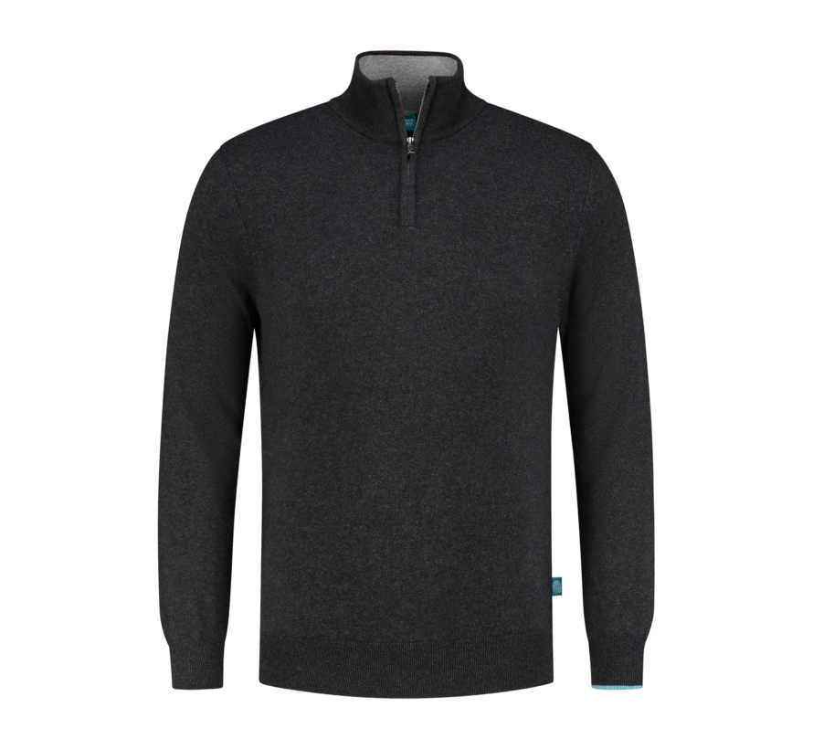 Trui Half Zip Cotton/Cashmere Anthra (7.21.500.501 - 024)