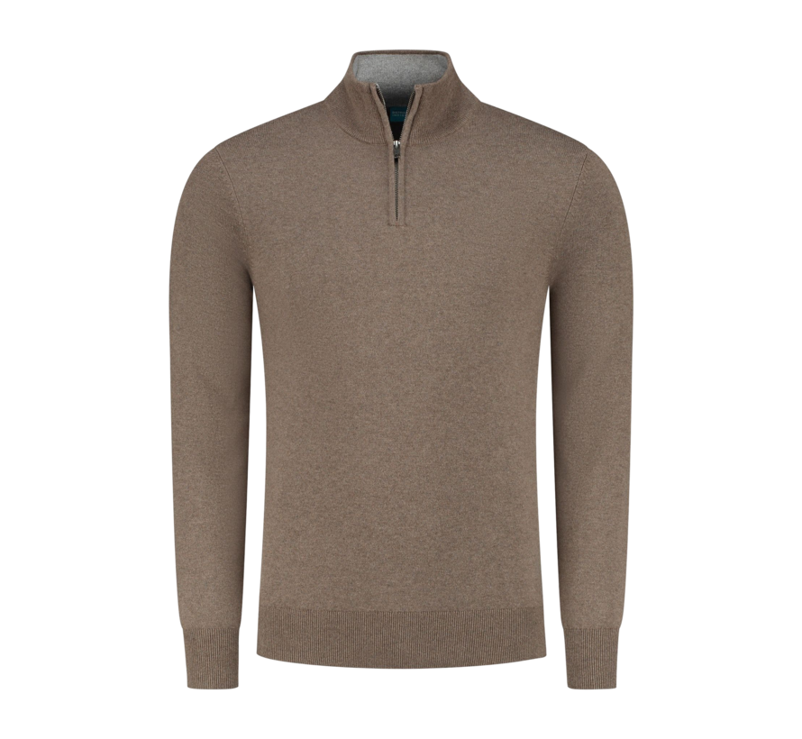 Trui Half Zip Cotton/Cashmere Taupe (7.21.500.501 - 044)