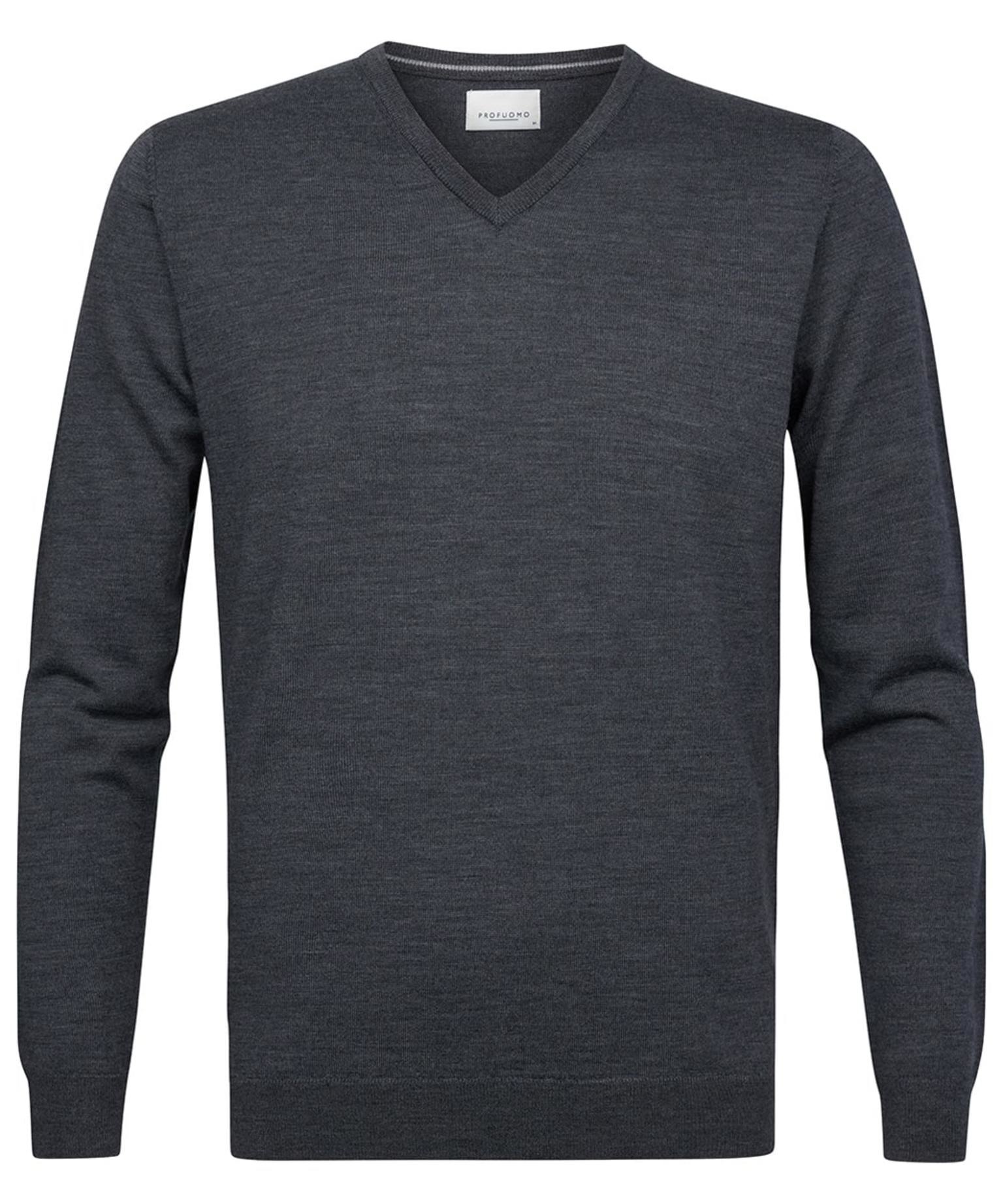 Profuomo Merino V-Hals Pullover Anthra   XL Profuomo