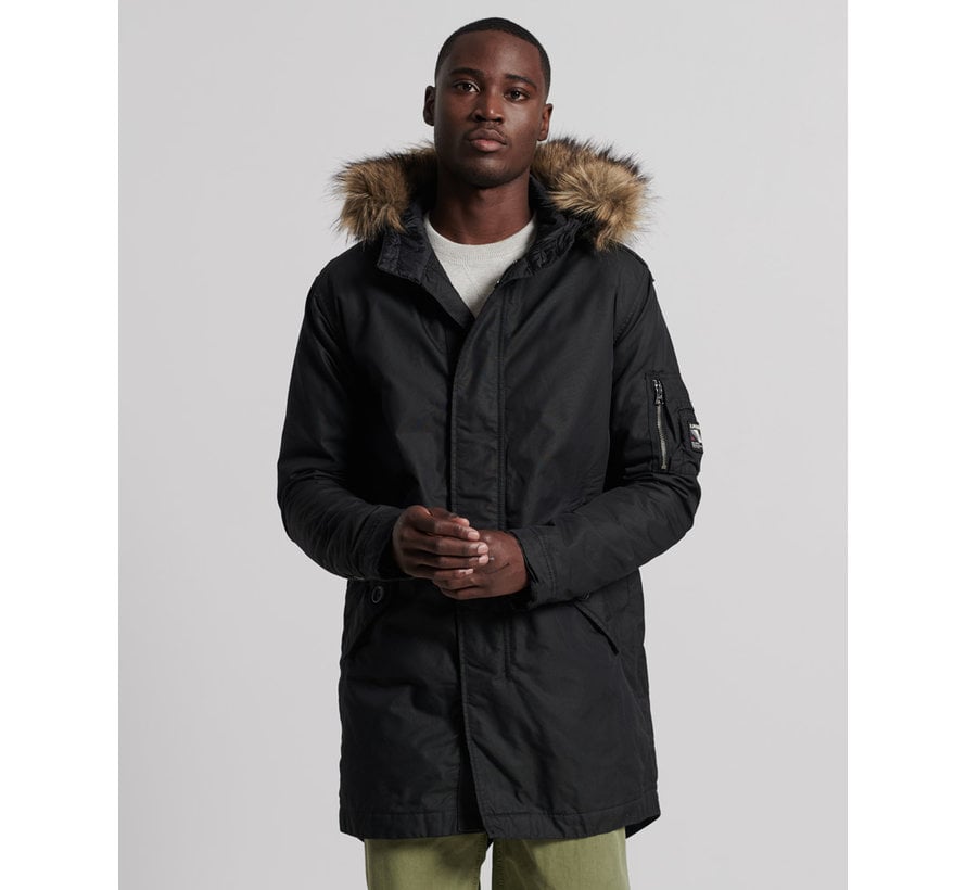 Winterjas SERVICE FUR TRIM PARKA Washed Black (M5010402A - AFB)