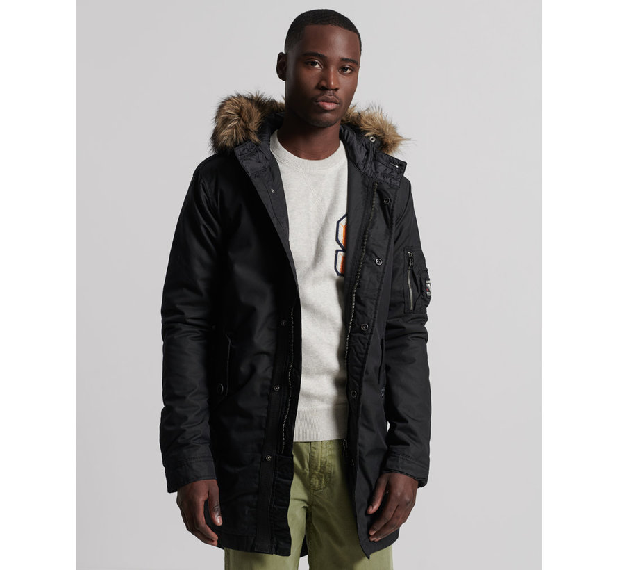 Winterjas SERVICE FUR TRIM PARKA Washed Black (M5010402A - AFB)