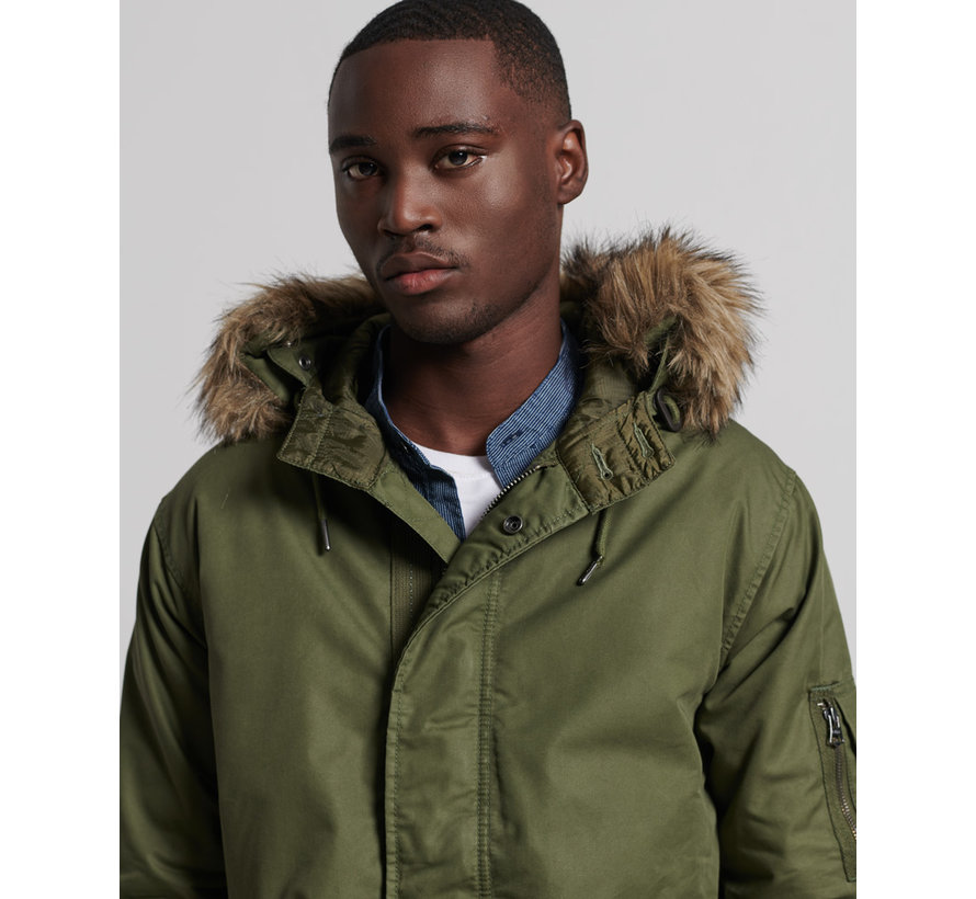 Winterjas SERVICE FUR TRIM PARKA Washed Khaki (M5010402A - GVK)