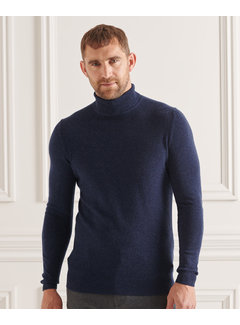 Superdry STUDIOS LAMBSWOOL ROLL NECK Midnight Navy Marl (M6110438A - CWT)